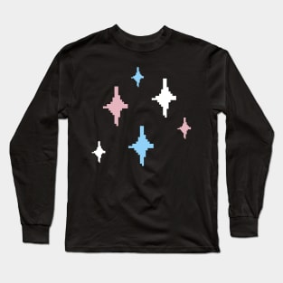 Trans Pride Sparkles Pixel Art Long Sleeve T-Shirt